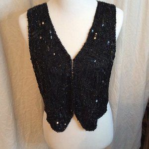 Beaded Black Vest